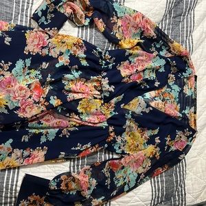 High low dress with sheer overlay